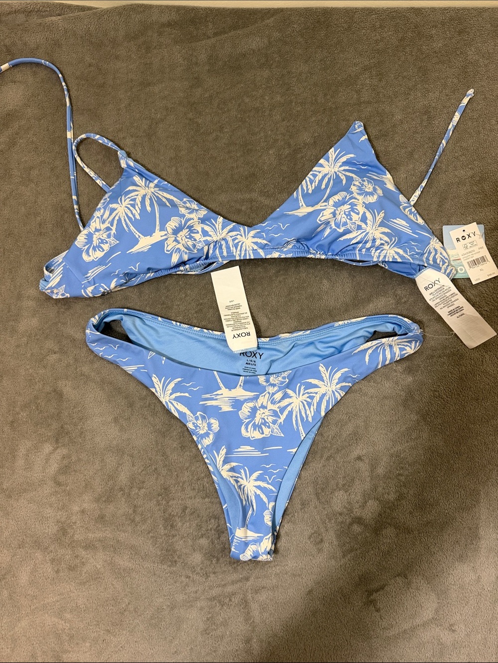 Roxy Light Blue Hawaiian Print Bikini